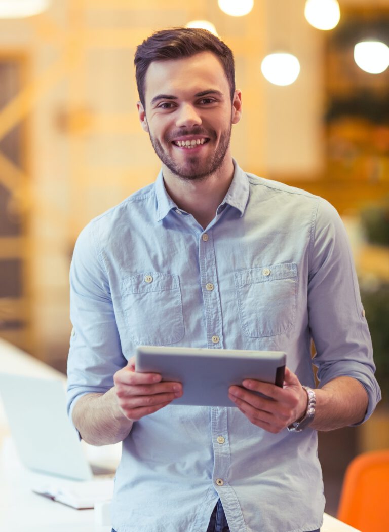 Handsome man working