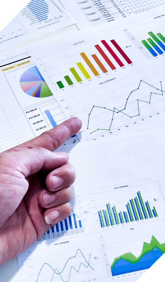 Marketing research data with charts and graphs paper